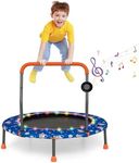Goplus 36" Mini Trampoline for Kids, Toddler Trampoline with LED Lights, Bluetooth Speaker, Removable Handle, Safe Padded Cover, Indoor Outdoor Small Rebounder for Child Boys Girls (Blue, Astronaut)