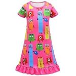 CKCKTZ Number Girls Nightgown Block Night Dress Toddler Nighties Pyjama Dress for Kids Sleepwear Age 3-10 Years (Rose Red1, 3-4 Years)