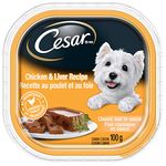 CESAR Adult Wet Dog Food Classic Loaf in Sauce Entrées - Chicken & Liver, 100g Tray (24 Pack)