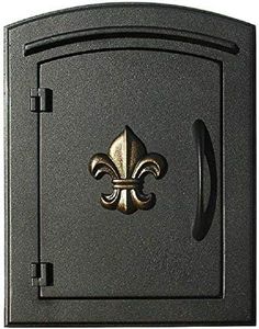 Qualarc MC-1402-BLK Manchester Fleur De Lis Logo Door Column Mount Non-Locking Mailbox, Black