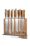 Schmidt Brothers - Zebra Wood, 15-Piece Knife Set, High-Carbon Stainless Steel Cutlery with Zebra Wood and Acrylic Magnetic Knife Block and Knife Sharpener