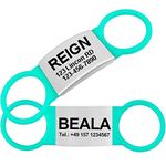 TagME 2 Pack Dog Tags for Pets Engraved, Personalised Dog and Cat ID Tag Slide On Collar, for Small Dogs, Teal