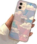 I-MGAE-IN-AR Cute Clear Crystal Case for iPhone 12,for iPhone 12 Pro 6.1 inch 2020 Released,Shockproof PC+ TPU Bumper Protective Cover for White Cloud Color Sky Design for Women,Girls…