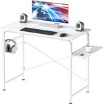 SHW 78cm Gaming Computer Desk with Shelf, White