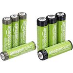 Amazon Basics AA Pre-Charged Rechargeable Batteries 2000 mAh [Pack of 4] - Outer Jacket May Vary & High Capacity AAA Pre-Charged Rechargeable Batteries 850 mAh[Pack of 4] - Outer Jacket May Vary