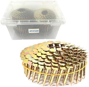BHTOP 720 Count Coil Roofing Nails 1-1/4 Inch x .120-Inch for Roofing Nail Gun, 15 Degree Round Head Wire Weld Collated Roofing Nail, Smooth Shank Electro Galvanized Air Nails with Bo x