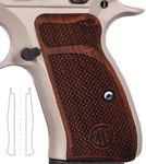 Zib Grips Wooden Grips for CZ 75/85 Compact, CZ P-01, P100, C100, Tristar T100, CZ PCR, CZ 75 D, Palm Swell, Veteran Gift (Checkered Pattern, Golden Oak)