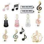 36pcs Enamel Music Notes Instruments Charms for Jewelry Making Wholesale Bulk Lot Piano Violin Musical Symbols Pendants, Metal, metal
