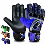 LUMAZU Premium Football Goalkeeper Gloves for Kids Anti Slip Shock Absorption Super Grip Padded Palms Juniors Soccer Goalie Gloves With Wrist Support Protection for Girls Boys (Blue, 6/7)