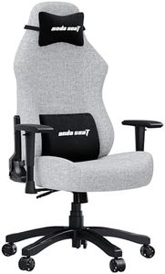 Anda Seat Luna Large Fabric Gaming Chair for Adults - Ergonomic Reclining Video Game Chairs, Computer Home Fabric Office Chair, Heavy Duty Neck & Back Lumbar Support - Grey Folding Recliner Seat