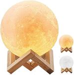 DESABF Full Moon Lamp 3D LED Night Modern Floor Lamp Dimmable Touch Control Brigntness USB Charging White Warm Light Luna Moon lamp with Stand 8cm Diameter