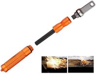 PISAU Outdoor Survival Magnesium Flint and Steel Striker Fire Starter Lighter Stick (Orange)