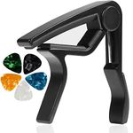 Guitar Capo Quick-Change Capotastos Guitar Clip Aluminum Capo with 5 Picks 0.71mm Random Color for Acoustic and Electric Guitar, Ukulele, Mandolin and Banjo