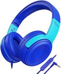 ELECDER Kids Headphones, S8 Wired Headphones for Kids with Microphone for Boys Girls, Adjustable 85dB/94dB Volume Limited (Navy/Blue)