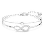 Swarovski Infinity bangle, Infinity, White, Rhodium plated