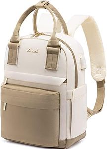LOVEVOOK Petit Sac à Dos Femme, Mini Sacs à Main Portés dos Elegant Leger et Imperméable, Sac a Dos Voyage Antivol et Chic avec Port de Charge USB pour Voyage Loisir Collège, Kaki Beige
