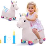 EagleStone Plush Unicorn Bouncy Horse Hopper,Toddler Bouncy Animals Toys for Outdoor&Indoor,Ride On Bouncy Animal Toys for 1-3 2-3 3-5Years Old Girl Boy Birthday Gift