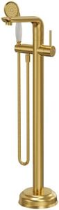 GRANDJOY Freestanding Bathtub Faucet with Hand Shower, Brushed Gold