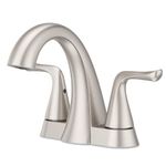 Pfister Willa Brushed Nickel Bathroom Faucet, 2-Handle 4-inch Centerset Bathroom Vanity Faucet with Push and Seal Bathroom Sink Drain, Transitional Bathroom Décor, 3-Hole Bathroom Sink Faucet