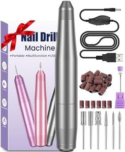 Electric Nail Drill, Professional Nail Drill Machine, 20000RPM Adjustable Speed Manicure Pedicure Set with 6 Drill Bits, Low Vibration Low Noise Electric Nail Files for Gel/Acrylic Nails for Beginner