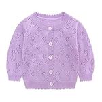 famuka Baby Cardigan Jacket Boy Girl Buttons Soft Knitted Sweaters (as8, Age, 3_Months, Purple, 3 Months)