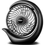 viniper Battery Operated Fan, Rechargeable Desk Fan : 180° Rotation and 3 Speeds Portable Office Fan, About 8-24 Hours Working for Office Home (Black, White Blade)