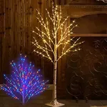 Fudios Lighted Birch Trees for Decoration 4FT Light up 200 LED Faux White Tree Plug in Artificial White Christmas Decor for Home Inside Xmas Wedding Party Gift Outdoor