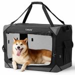 Lesure Dog Travel Crate Large - Pet Soft Sided Carriers for Dogs Outdoor, Foldable Portable Puppy Crates for Cats, Collapsible Dog Carrier for Car, Black, 71x51x51cm