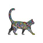 Bargain Max Decals - Cheerful Cat Pattern Sticker Decal Notebook Car Laptop 5" x 5" (Color)