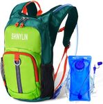 Shinylin Kids Hydration Backpack with 1.5l Water Bladder Hiking Pack Lightweight Water Backpack for Kids Children Camp Cycling(Fluorescent Green)