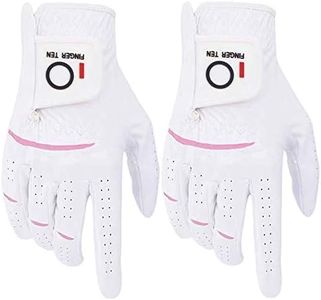 FINGER TEN Womens Ladies Golf Rain Gloves Pair Both Hand or 2 Pack Left Right Hand, Wet Hot Cool Grip, Fit Small Medium Large XL (White, Small, Right)