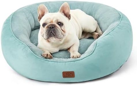 Bedsure Dog Bed for Medium Dogs - Round Washable Medium Pet Bed, Anti-Slip Donut Fluffy Plush Indoor Fur Cat Bed, 30 inches, Washed Blue