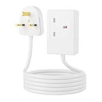 Extension Lead UK Pin Plug and Cable, Single Socket Outlets Power Strips (13 A) Surge Protection Plug with 5m Extension Cord for Multiple Appliances of Home,Office-White