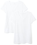 Amazon Essentials Women's 2-Pack Classic-Fit Short-Sleeve V-Neck T-Shirt, White, XX-Large