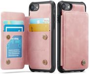 Vinich for iPhone 7/8/SE Wallet Case with Card Holder, Rose Pink