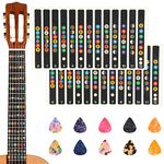 2 Pcs Guitar Fretboard Stickers, Guitar Note Stickers, Learn Guitar Tabs, Sticker for Beginner Learner with 10 Pcs Guitar Picks