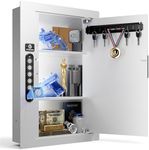 Quick Access Biometric Wall Safe – Hidden In-Wall Security Safe Between Studs with Fingerprint, Keypad & Key Entry for Handguns, Passports, Valuables (Includes Removable Pegboard & Shelves)
