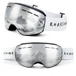 Roarsome Kids Ski Goggles – Anti-Fog UV Protection Ski Glasses with OTG Fit and Adjustable Strap for Boys and Girls - Silver
