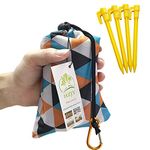 HZJOYUE Outdoor Picnic Blanket 71" x 55" -Compact, Lightweight, Pocket Blanket Best Mat for the Beach, Hiking, Travel, Camping, Festivals with Carabiner,Pockets, Loops, Stakes