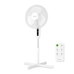 HOLMES 16" Digital Stand Fan, 80° Oscillation, 3 Speeds, 3 Modes, 7.5-Hour Timer, Adjustable Height, 30° Head Tilt, Ideal for Home, Bedroom or Office, Remote Control, White