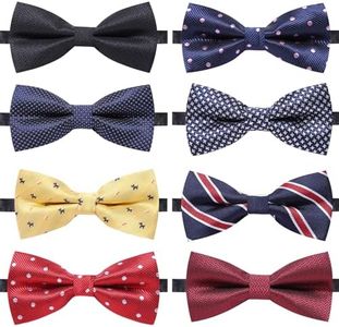 AUSKY 8 PACKS Elegant Adjustable Pre-tied bow ties for Men Boys in (A)