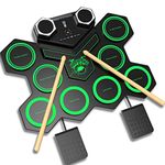 Electric Drum Kit, CNAPXAIA 9 Pads Silicone Digital Drum Pad with Built-in Speaker Drum Pedals Drum Sticks, Portable Kids Drum Set for Holiday Birthday Christmas Gifts