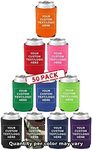 Custom Assorted Collapsible Can Coolers Set of 50, Personalized Bulk Pack - Keeps Your Drink Cold, Great for Beer, Soda and other Beverages - Assorted