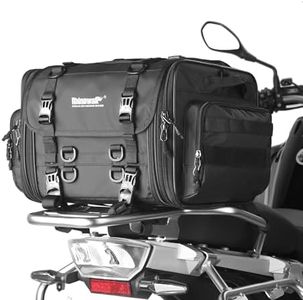 Rhinowalk Motorcycle Tail Bag, Expandable Motorcycle Travel Luggage Bags 33-45L, motorcycle Powersports Saddle Bags, Motorbike Helmet Bag Waterproof Rain Cover with Straps (Black)