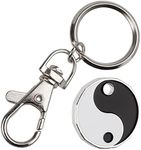 Harts 1 unit New Shape £1 coin Trolley Tokens Keyrings Supermarket Locker (yin yang)