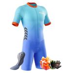 Men's MTB Triathlon Tri Suit Padded Sleeveless Suit Great fit Cycling Skinsuit,Cycling Training Road Bike+Cycling Gloves (Typ-3,S)