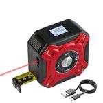 SUNHAIXIA Digital Tape Measure 5 Meters, Laser Level 40 Meters, 2-In-1 Laser Tape Measure Backlit Lcd Display, USB Rechargeable, Ft/In/M Unit Switch Available (Red)