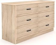 Bigbiglife Wood Dresser for Bedroom, 6 Drawer Double Dresser, Modern Chest of Drawers with Deep Drawers, Large Storage Organizer for Living Room, Closet,15.8" D x 47.2" W x 27.7" H (Light Oak)