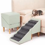 Foldable cat Dog Stair Step ramp 22in H for high Bed Furniture, Beige
