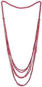 COOLSTEELANDBEYOND Rosso Perline Lunga Statement Dichiarazione Collana Multi Strati Cascata Catena con Cristallo Perline Charms Pendente